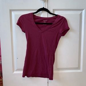 Burgundy V-neck T-shirt